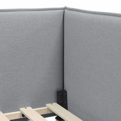 Cornice del letto ad angolo Grigio chiaro 90 x 200 cm Tessuto | homemem39