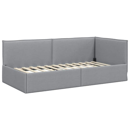 Cornice del letto ad angolo Grigio chiaro 90 x 200 cm Tessuto