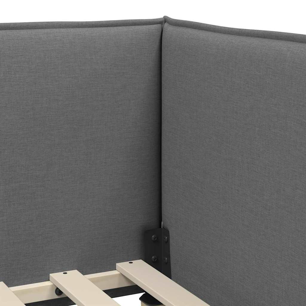 Cornice del letto ad angolo Grigio scuro 90 x 200 cm Tessuto | homemem39