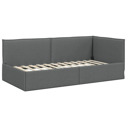 Cornice del letto ad angolo Grigio scuro 90 x 200 cm Tessuto | homemem39