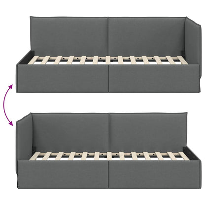 Cornice del letto ad angolo Grigio scuro 90 x 200 cm Tessuto | homemem39