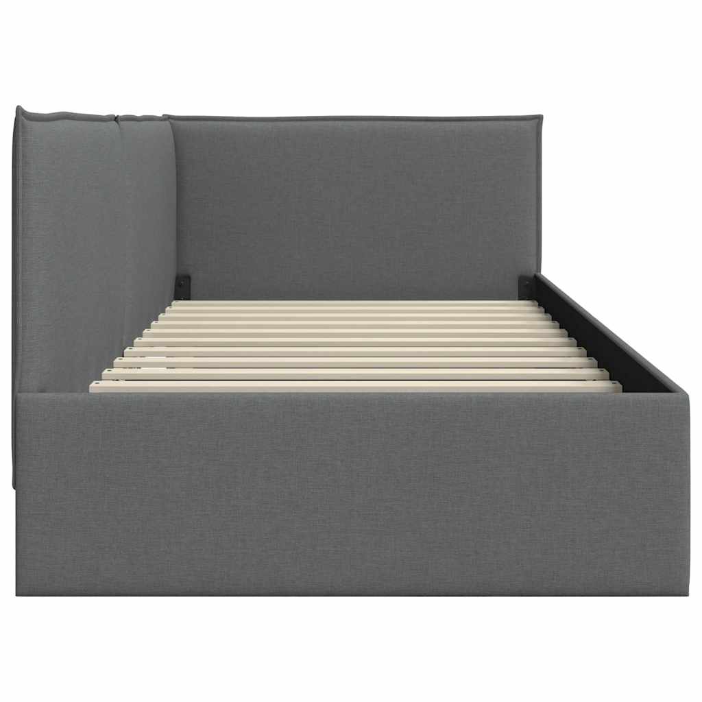 Cornice del letto ad angolo Grigio scuro 90 x 200 cm Tessuto | homemem39