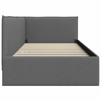 Cornice del letto ad angolo Grigio scuro 90 x 200 cm Tessuto | homemem39