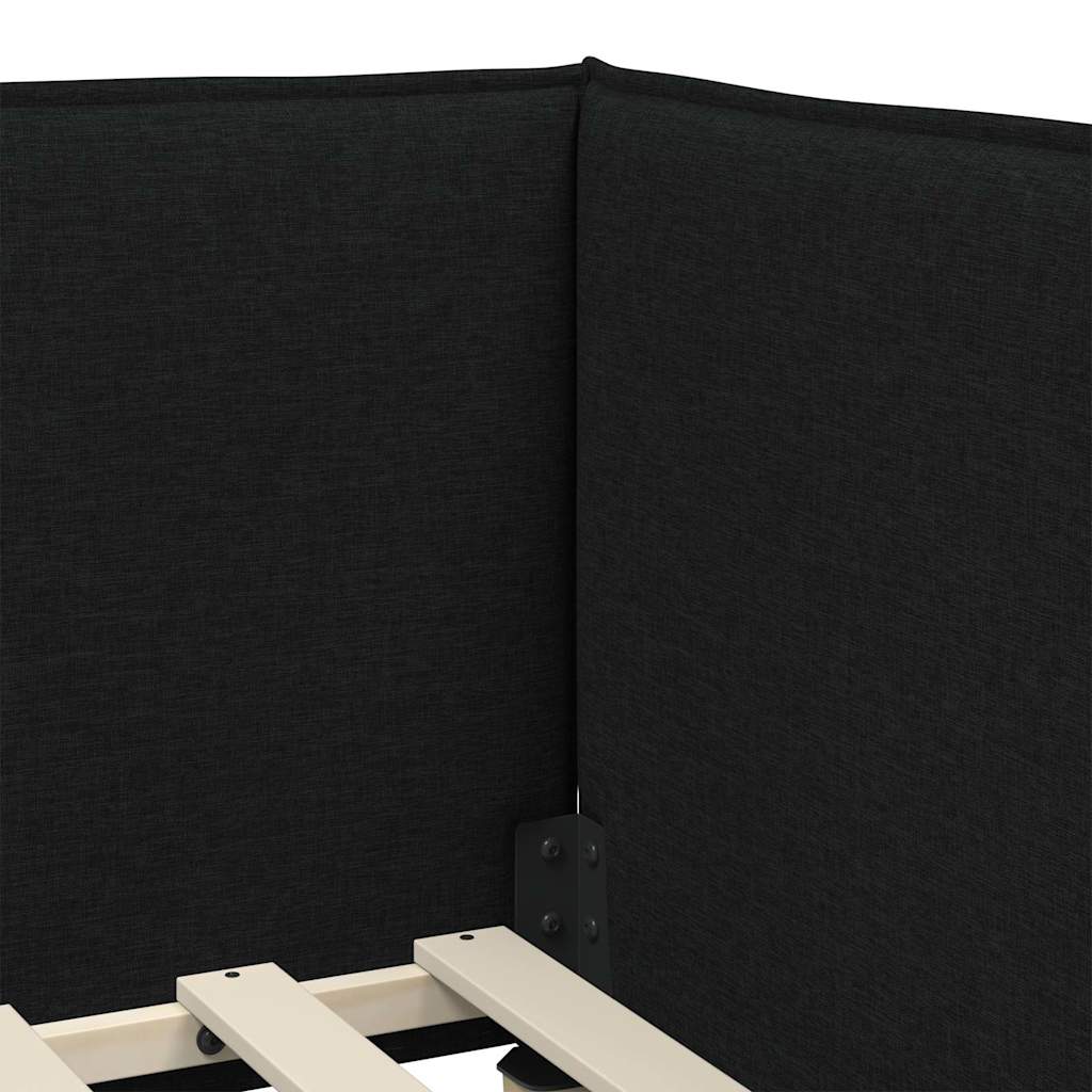 Cornice del letto ad angolo Nero 90 x 200 cm Tessuto | homemem39