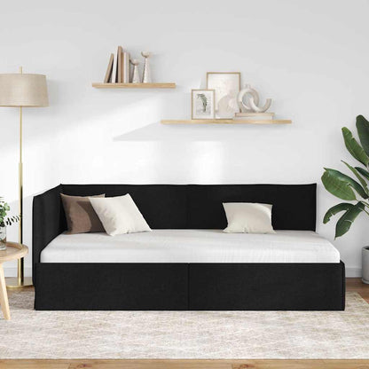Cornice del letto ad angolo Nero 90 x 200 cm Tessuto | homemem39