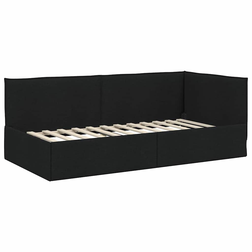 Cornice del letto ad angolo Nero 90 x 200 cm Tessuto | homemem39