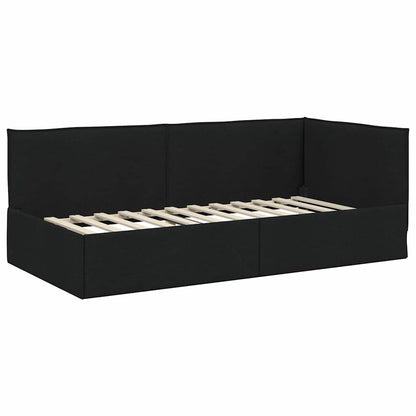 Cornice del letto ad angolo Nero 90 x 200 cm Tessuto | homemem39