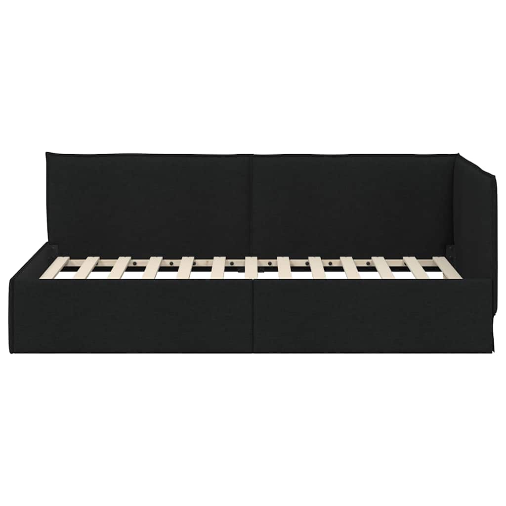 Cornice del letto ad angolo Nero 90 x 200 cm Tessuto | homemem39