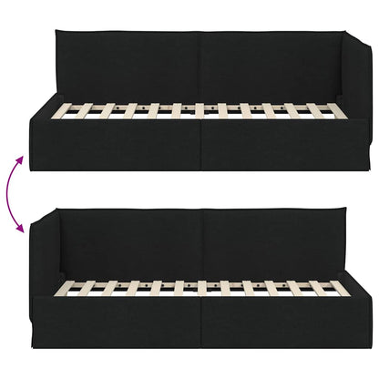 Cornice del letto ad angolo Nero 90 x 200 cm Tessuto | homemem39