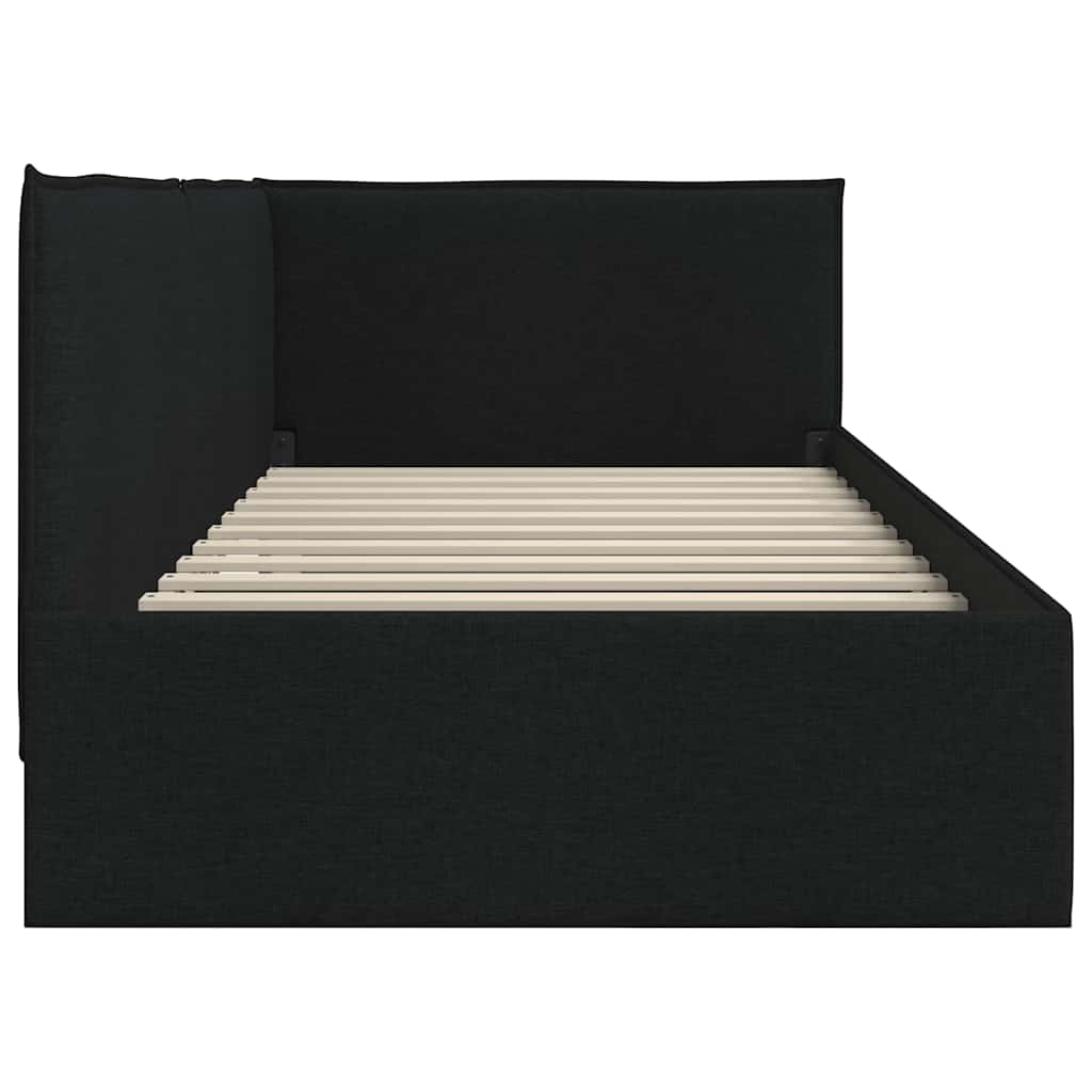 Cornice del letto ad angolo Nero 90 x 200 cm Velluto