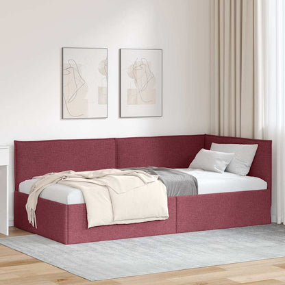 Cornice del letto ad angolo Rosso Vino 90 x 200 cm Tessuto | homemem39