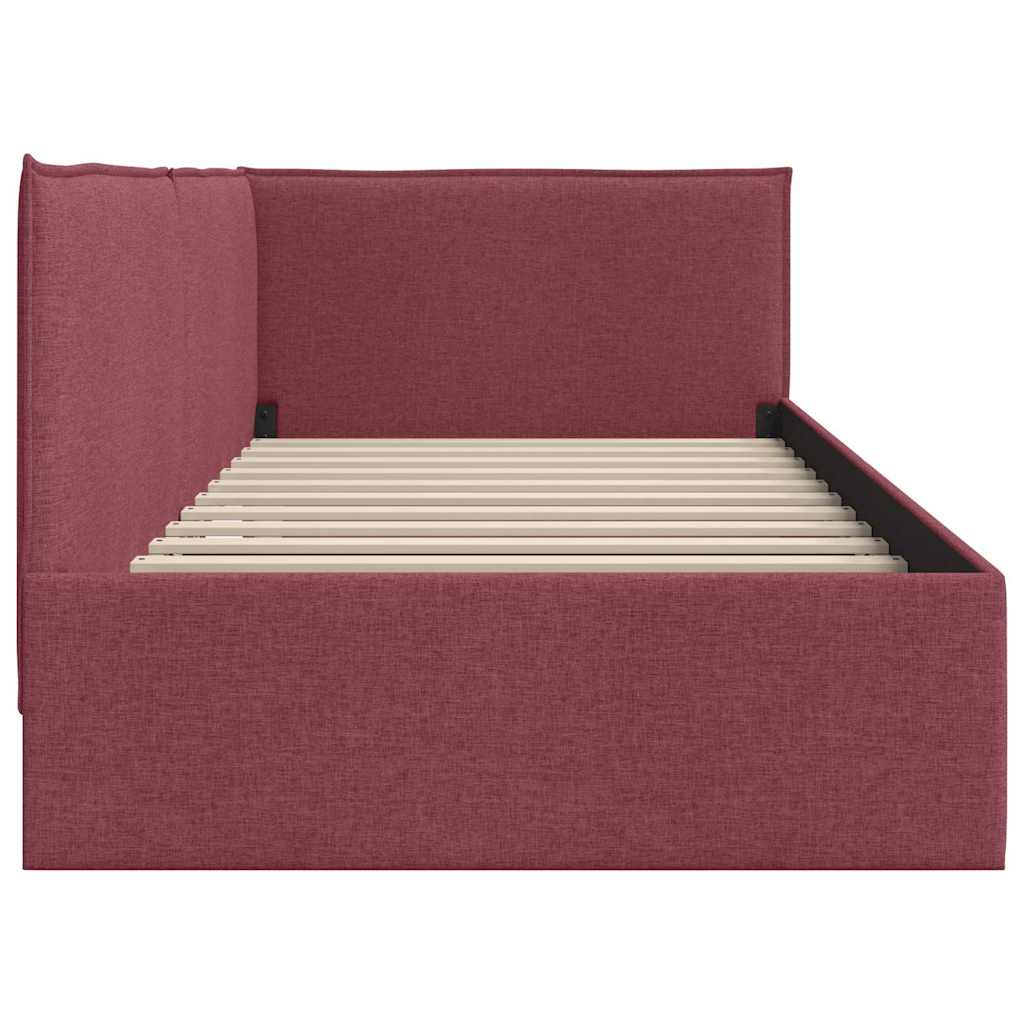 Cornice del letto ad angolo Rosso Vino 90 x 200 cm Tessuto | homemem39