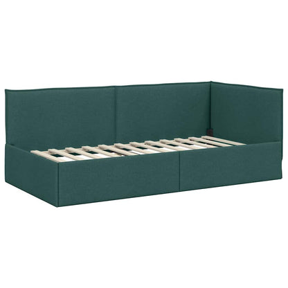 Cornice del letto ad angolo Verde Scuro 90 x 200 cm Tessuto | homemem39