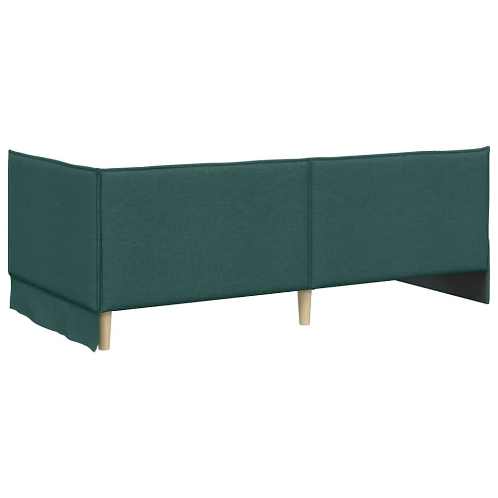 Cornice del letto ad angolo Verde Scuro 90 x 200 cm Tessuto | homemem39