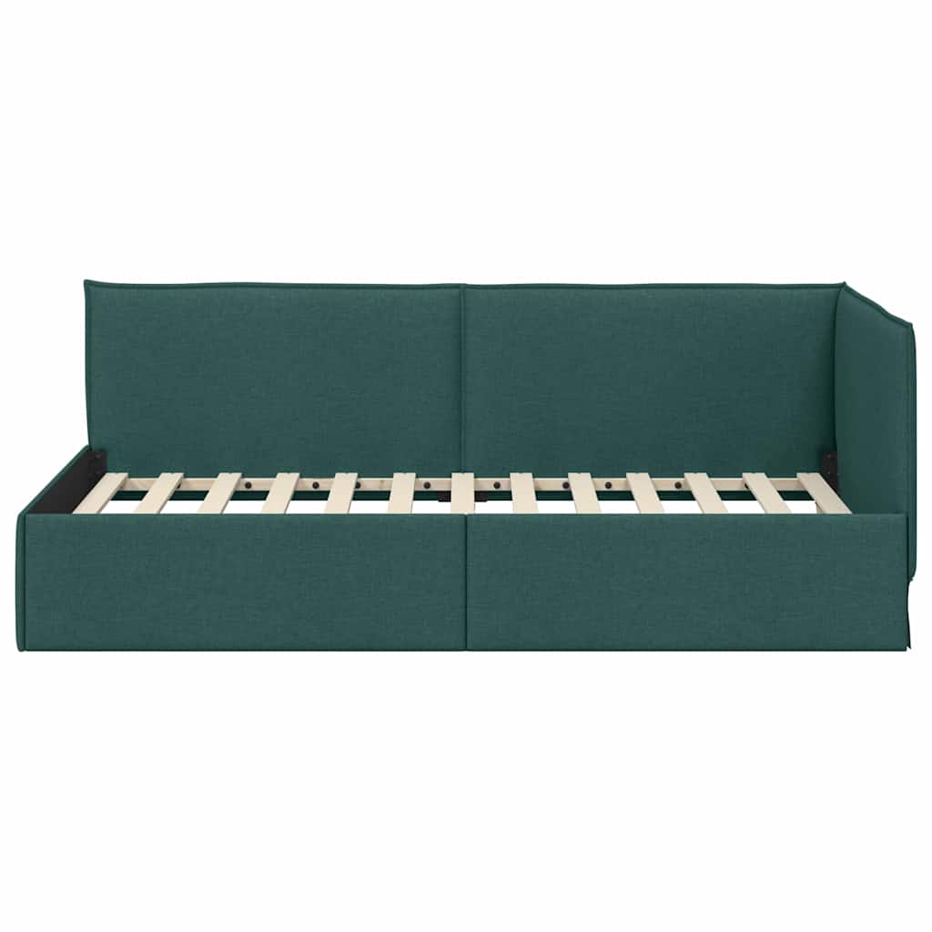 Cornice del letto ad angolo Verde Scuro 90 x 200 cm Tessuto | homemem39