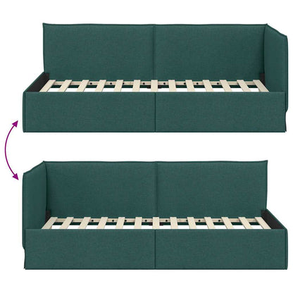 Cornice del letto ad angolo Verde Scuro 90 x 200 cm Tessuto | homemem39