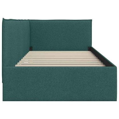 Cornice del letto ad angolo Verde Scuro 90 x 200 cm Tessuto | homemem39