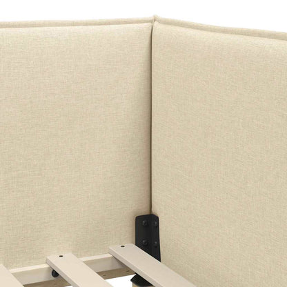 Cornice del letto ad angolo Crema 90 x 200 cm Tessuto | homemem39