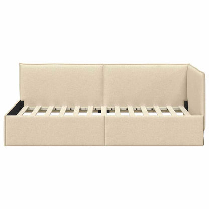 Cornice del letto ad angolo Crema 90 x 200 cm Tessuto | homemem39