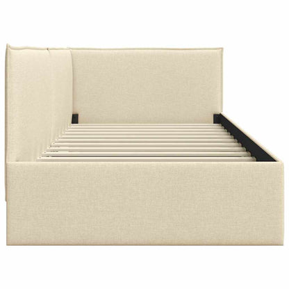 Cornice del letto ad angolo Crema 90 x 200 cm Tessuto | homemem39