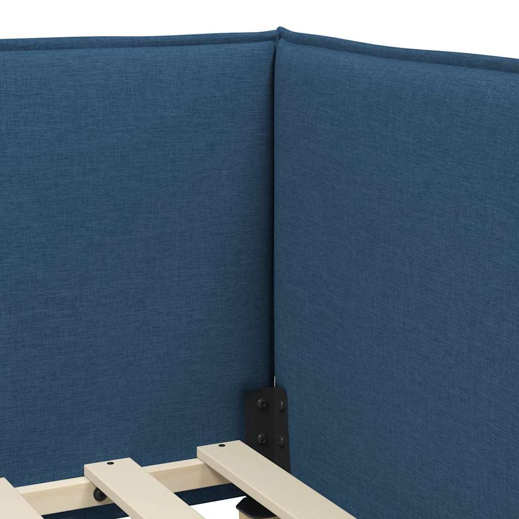 Cornice del letto ad angolo Blu 90 x 200 cm Tessuto | homemem39