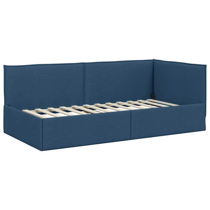 Cornice del letto ad angolo Blu 90 x 200 cm Tessuto