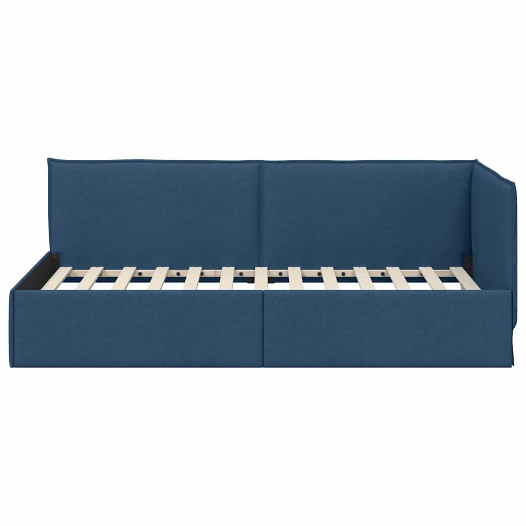 Cornice del letto ad angolo Blu 90 x 200 cm Tessuto
