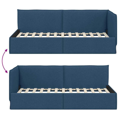 Cornice del letto ad angolo Blu 90 x 200 cm Tessuto | homemem39