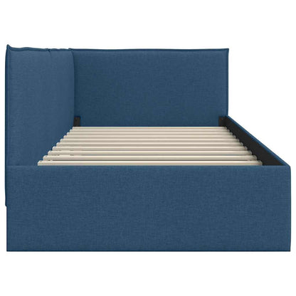 Cornice del letto ad angolo Blu 100 x 200 cm Velluto