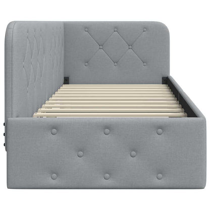 Cornice del letto ad angolo Grigio chiaro 80 x 200 cm Tessuto | homemem39