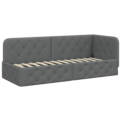 Cornice del letto ad angolo Grigio scuro 80 x 200 cm Tessuto | homemem39