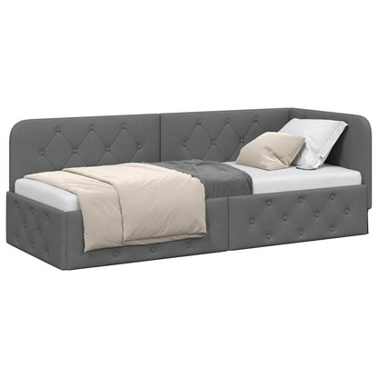 Cornice del letto ad angolo Grigio scuro 80 x 200 cm Tessuto | homemem39