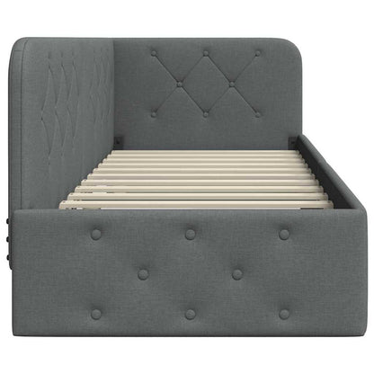 Cornice del letto ad angolo Grigio scuro 80 x 200 cm Tessuto | homemem39