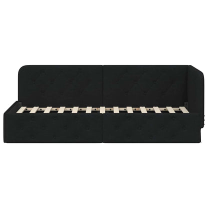 Cornice del letto ad angolo Nero 80 x 200 cm Tessuto | homemem39