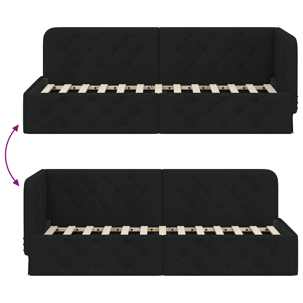 Cornice del letto ad angolo Nero 80 x 200 cm Tessuto | homemem39