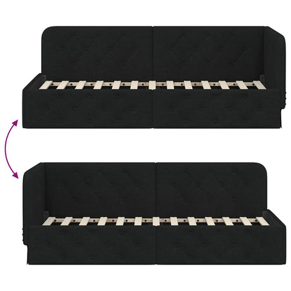 Cornice del letto ad angolo Nero 80 x 200 cm Tessuto | homemem39