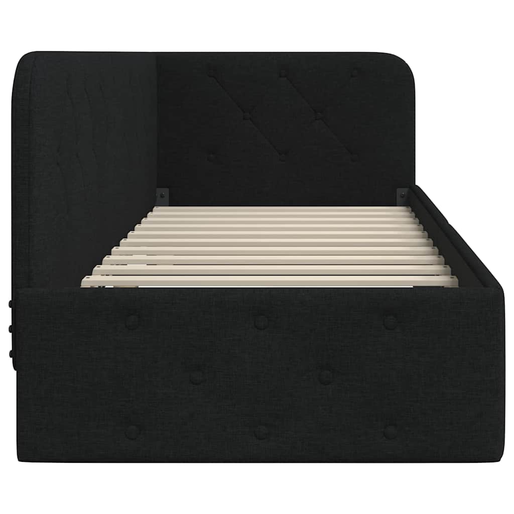 Cornice del letto ad angolo Nero 80 x 200 cm Tessuto | homemem39