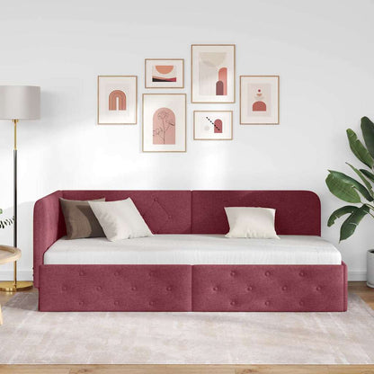 Cornice del letto ad angolo Rosso Vino 80 x 200 cm Tessuto | homemem39