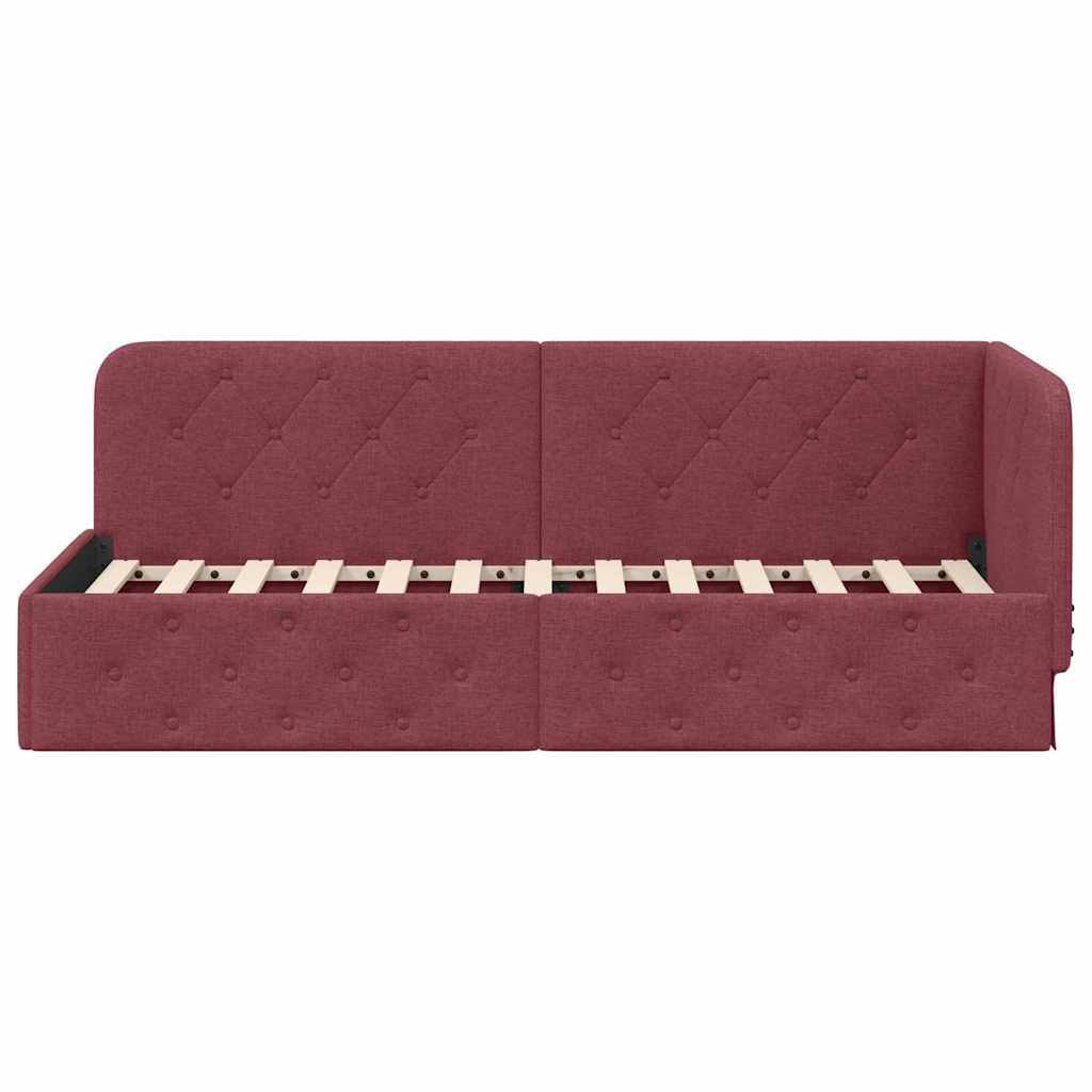 Cornice del letto ad angolo Rosso Vino 80 x 200 cm Tessuto | homemem39
