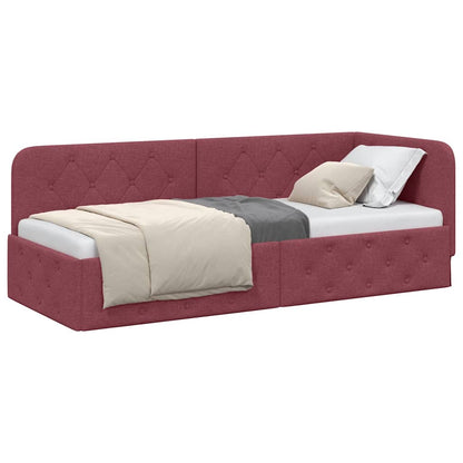 Cornice del letto ad angolo Rosso Vino 80 x 200 cm Tessuto | homemem39