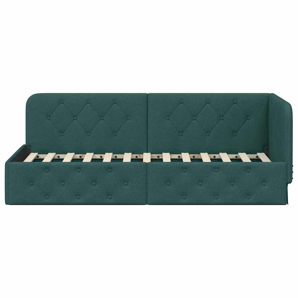 Cornice del letto ad angolo Verde Scuro 80 x 200 cm Tessuto | homemem39