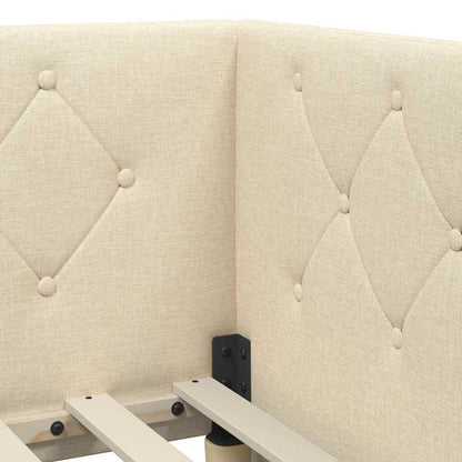 Cornice del letto ad angolo Crema 80 x 200 cm Tessuto | homemem39