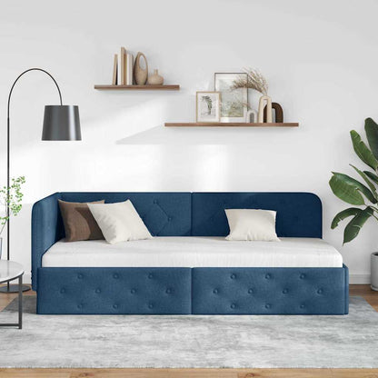 Cornice del letto ad angolo Blu 80 x 200 cm Tessuto | homemem39