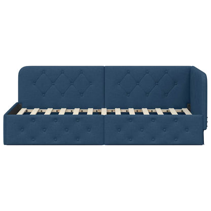 Cornice del letto ad angolo Blu 80 x 200 cm Tessuto | homemem39