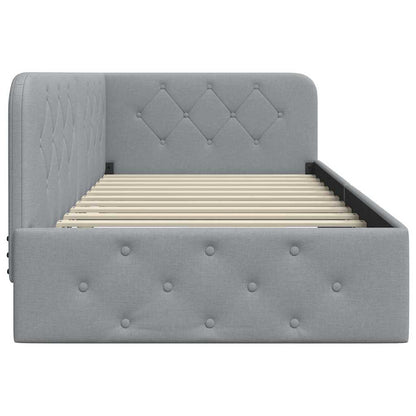 Cornice del letto ad angolo Grigio chiaro 90 x 190 cm Tessuto | homemem39