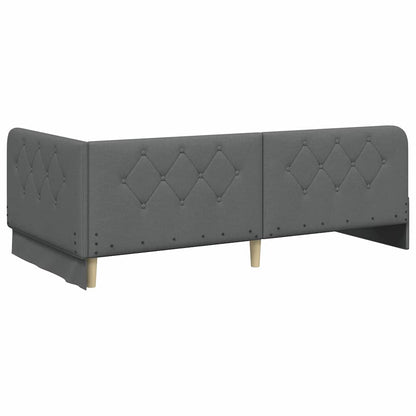 Cornice del letto ad angolo Grigio scuro 90 x 190 cm Tessuto | homemem39