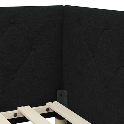 Cornice del letto ad angolo Nero 90 x 190 cm Tessuto | homemem39