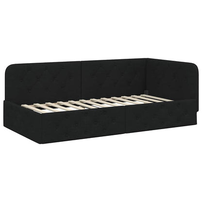Cornice del letto ad angolo Nero 90 x 190 cm Tessuto | homemem39