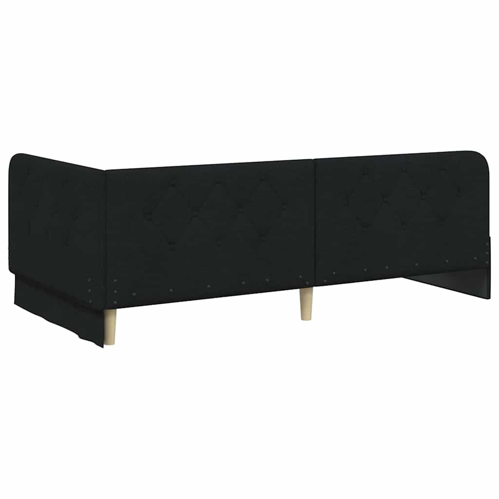 Cornice del letto ad angolo Nero 90 x 190 cm Tessuto | homemem39