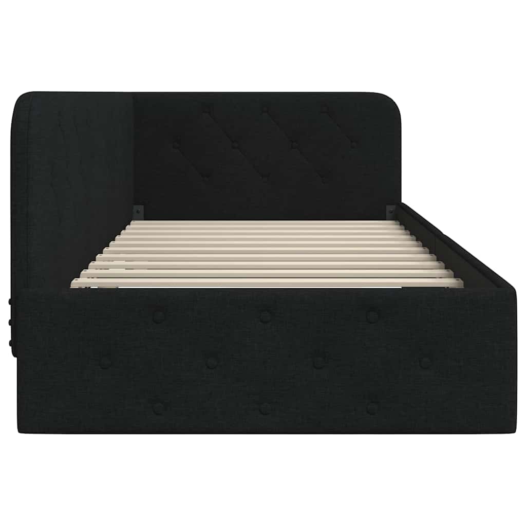 Cornice del letto ad angolo Nero 90 x 190 cm Tessuto | homemem39